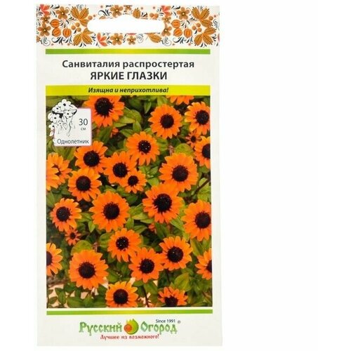 Семена цветов Санвиталия Яркие глазки, 0,02 г 10 упаковок семена санвиталия оранжевая 0 1 гр