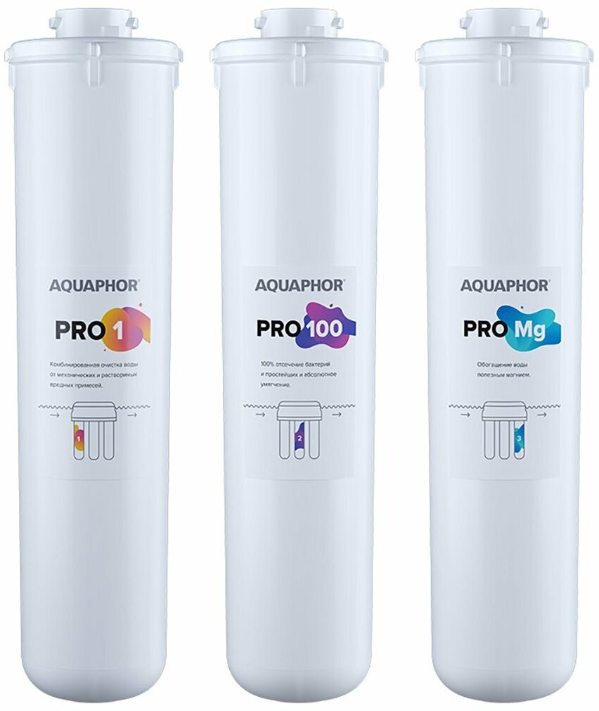 Комплект картриджей сменных для воды Аквафор Pro1/Pro100/ProMg, набор 3 шт