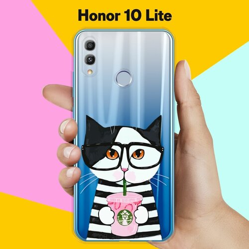 Силиконовый чехол Кот в очках на Honor 10 Lite силиконовый чехол на honor 8 lite хонор 8 лайт кот джентльмен прозрачный