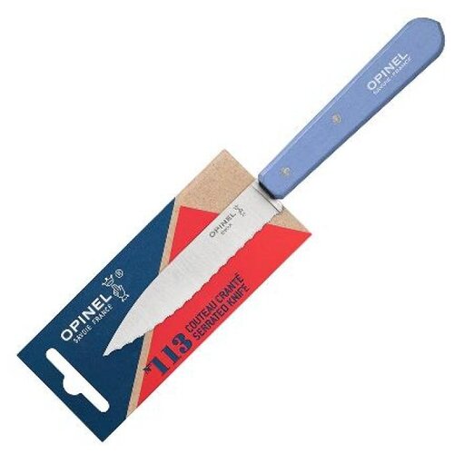 фото Нож столовый opinel №113, деревянная рукоять, блистер, нержавеющая сталь, синий 001922