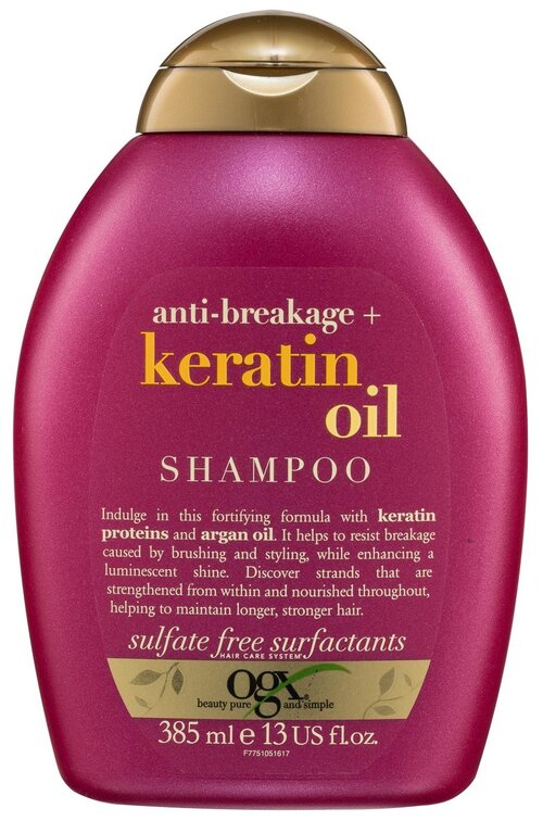 OGX шампунь Anti-breakage+ Keratin Oil против ломкости волос, 385 мл