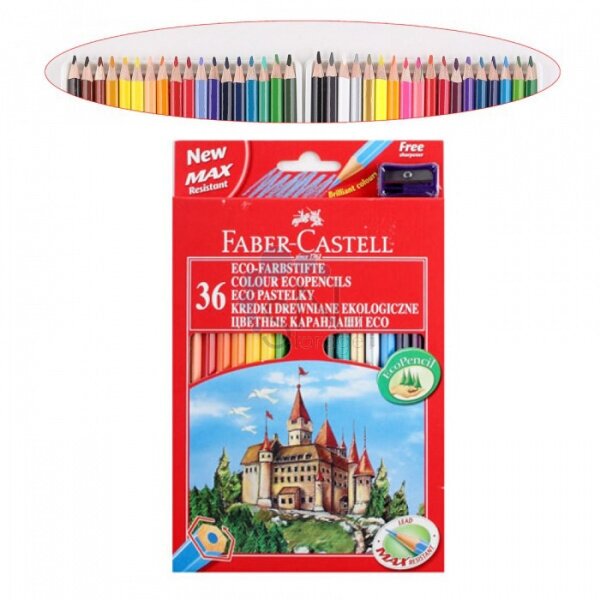 Карандаши цветные Faber-Castell Замок с точилкой набор цветов в картонной коробке 36 шт. - фото №20