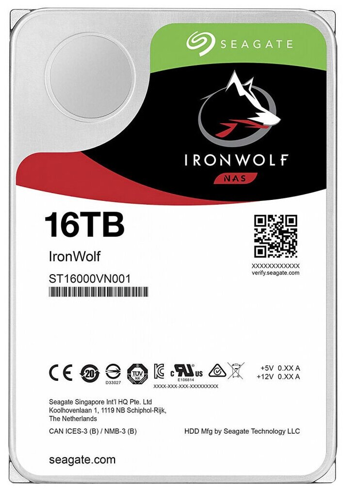Внутренний HDD диск SEAGATE IronWolf 16TB, SATA3, 3.5" (ST16000VN001)