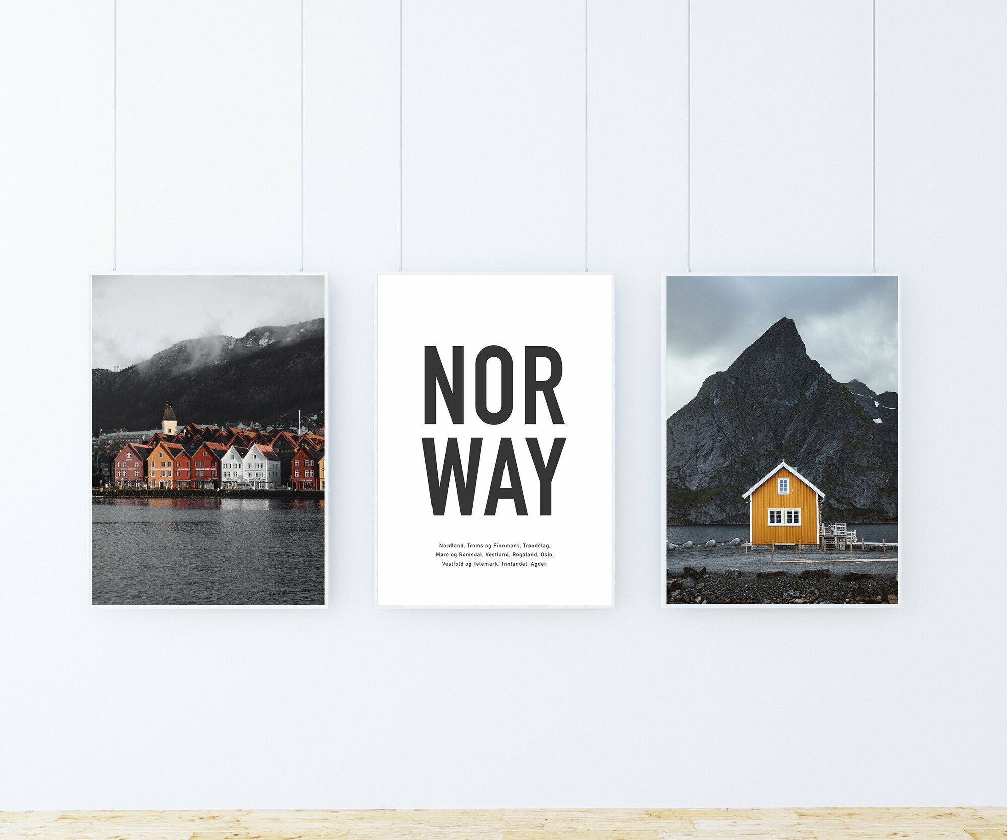 Набор плакатов "Дома Норвегии" 3 шт. / Набор интерьерных постеров формата А2 (40х60 см) без рамы