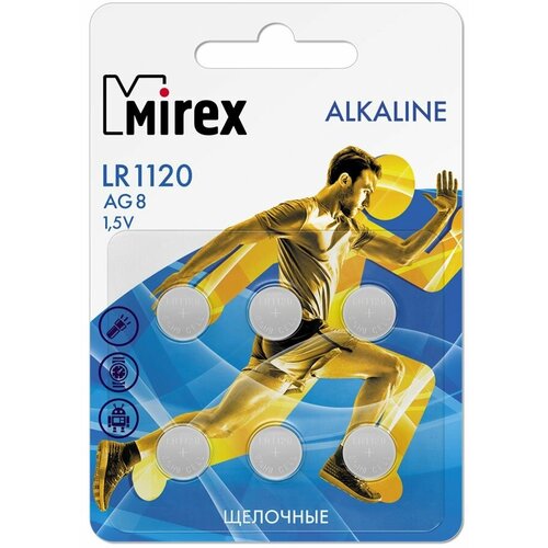 Батарейки щелочная Mirex AG8 / LR1120 1,5V 6 шт , ecopack