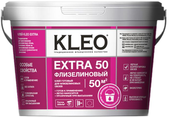 Клей для обоев флизелиновых готовый KLEO EXTRA ведро 10кг, 50кв.м