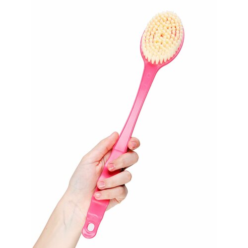 Щетка для сухого массажа антицеллюлитная массажная щетка, розовая