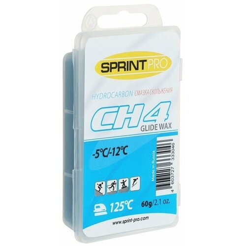 Мазь для скольжения SPRINT PRO, CH4 Blue, от -5 до -12°C, 60 г мази скольжения sprint pro lf1 yellow 12 1 c 60г