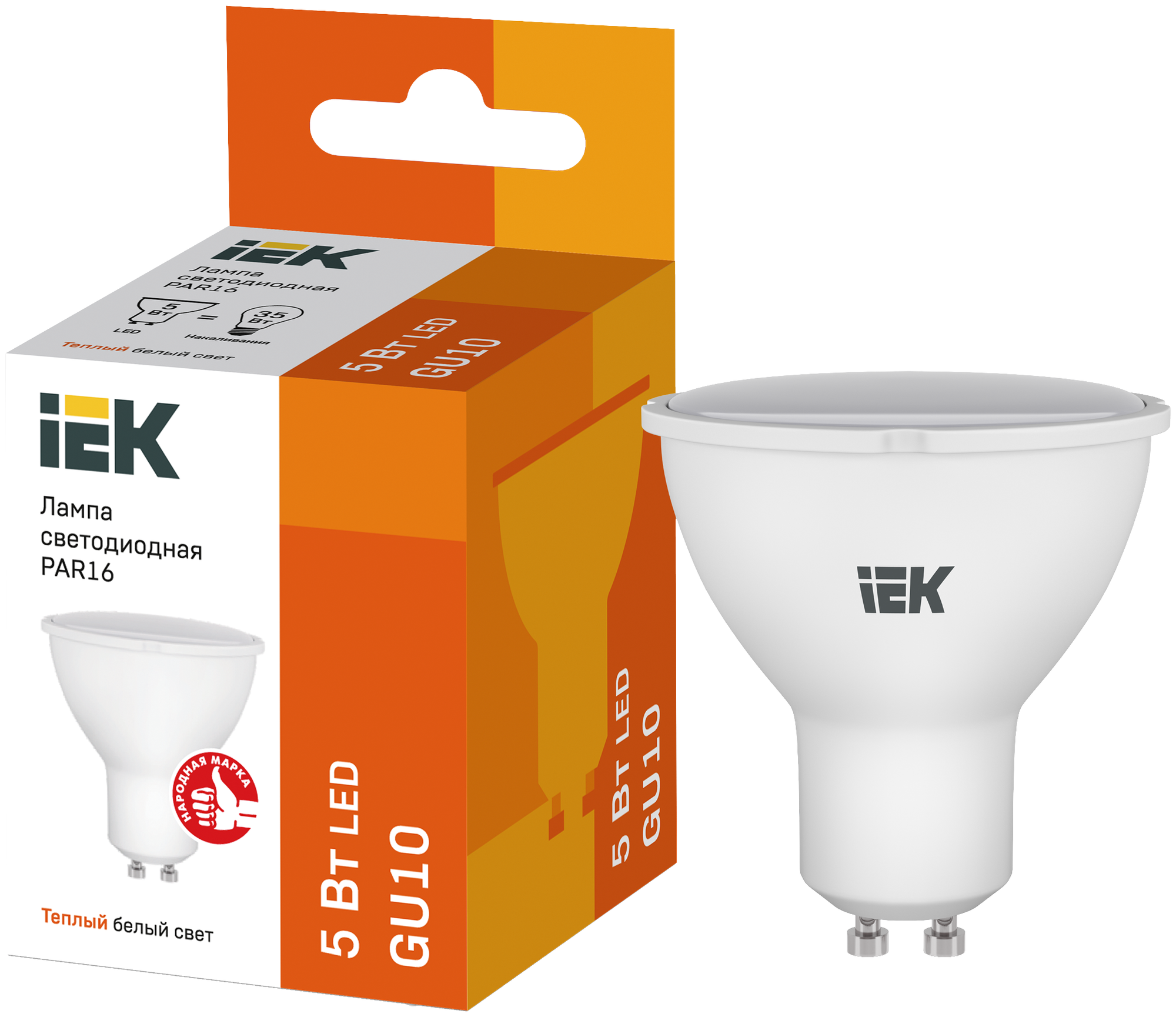 Iek LLE-PAR16-5-230-30-GU10 Лампа светодиодная ECO PAR16 софит 5Вт 230В 3000К GU10 IEK