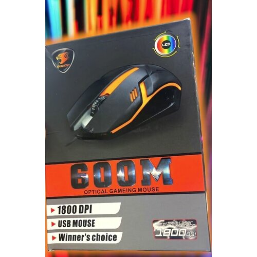 Игровая мышь c подсветкой RGB, Cyber Series+ 1800 dpi, программируемые кнопки, черный