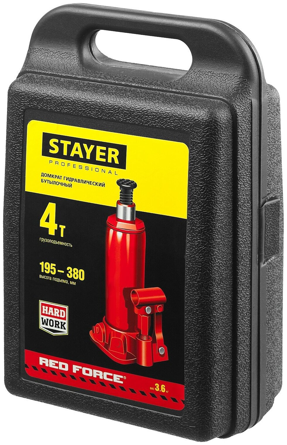 Домкрат бутылочный гидравлический STAYER Red Force 43160-4-K_z01 (4 т)