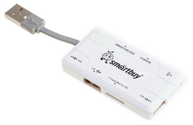 USB-концентратор  SmartBuy Combo SBRH-750, разъемов: 3, белый