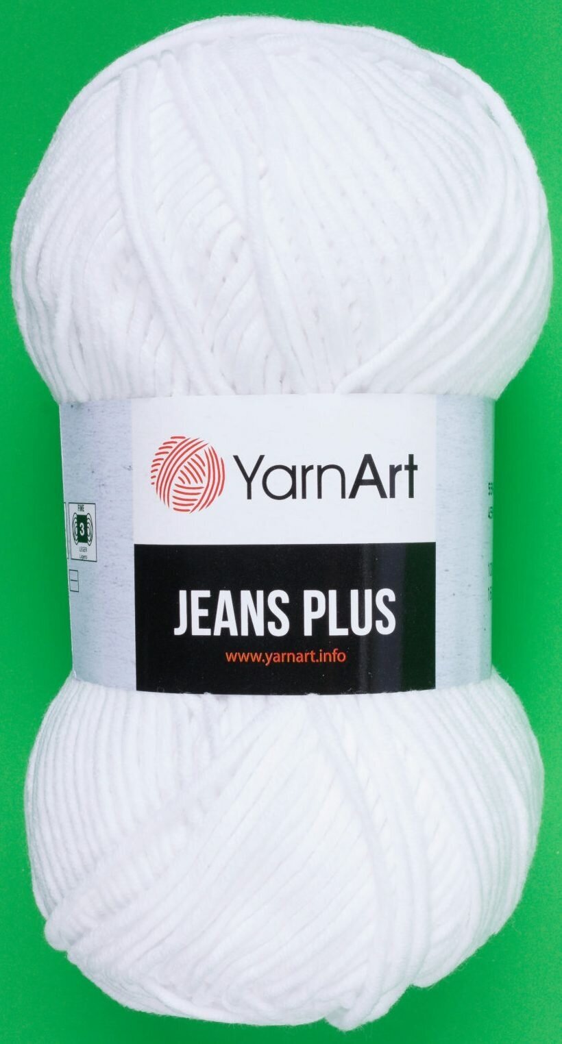 Пряжа YarnArt Jeans PLUS ультрабелый (62), 55%хлопок/45%акрил, 160м, 100г, 1шт