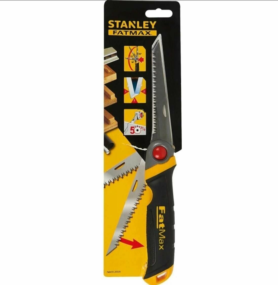 Ножовка складная STANLEY FatMax FMHT0-20559 по дереву/гипсокартону/пластику. 3D зубья. Фиксация 90, 135 и 180