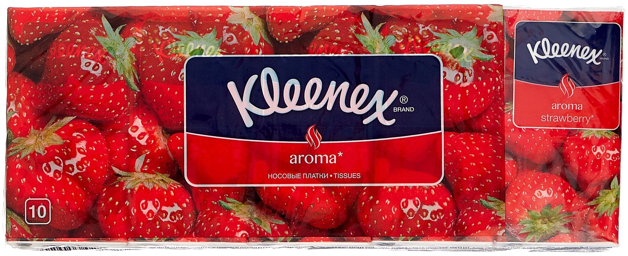 Носовые платочки Kleenex Клубника, 10 уп х 10 шт. - фото №2