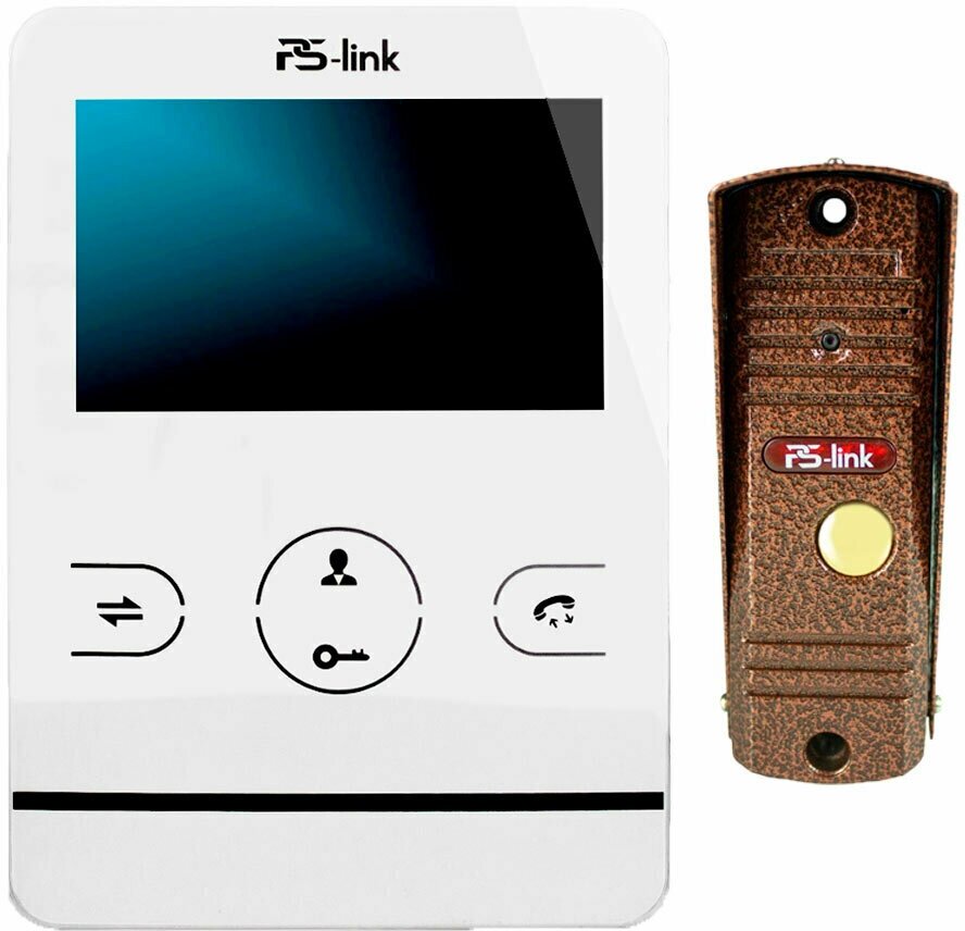 Комплект видеодомофона с вызывной панелью PS-link KIT-402DPW-201CR-C