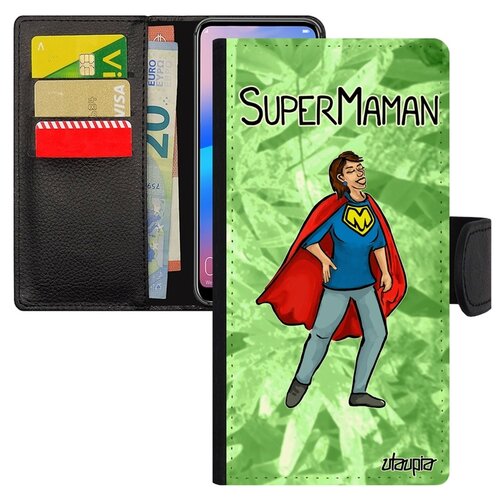 фото Чехол-книжка для мобильного samsung galaxy a40, "супермама" комичный семья utaupia