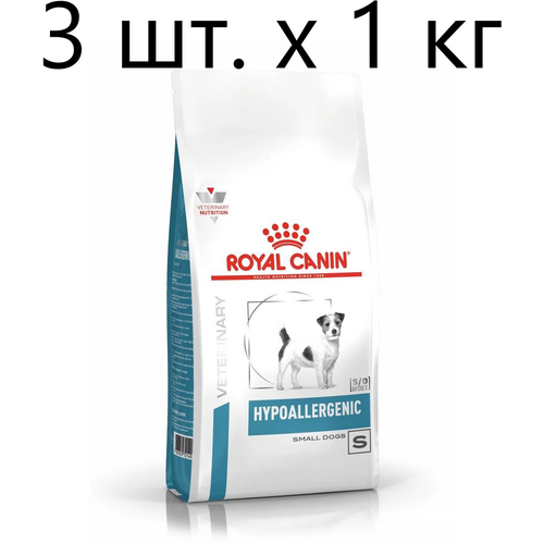 Сухой корм для взрослых собак Royal Canin Hypoallergenic HSD 24 Small Dog, при аллергии, 3 шт. х 1 кг (для мелких пород) royal canin hypoallergenic hsd 24 small dog полнорационный сухой корм для взрослых собак мелких пород при пищевой аллергии или непереносимости диетический