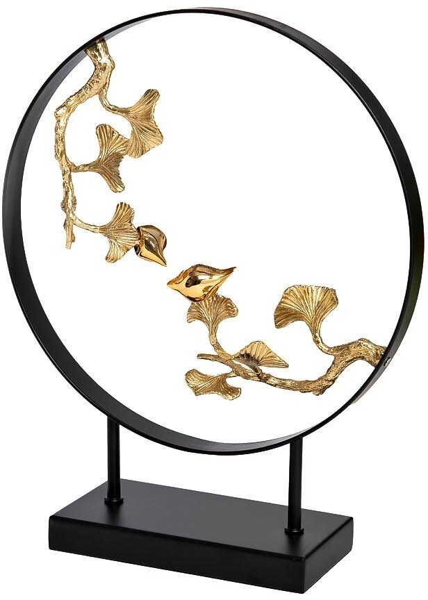 Статуэтка Garda Decor "Листья с двумя золотыми птичками" 55RD3986