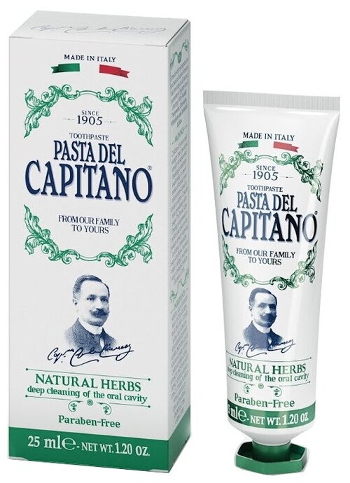 Зубная паста Pasta del Capitano 1905 Натуральные травы, 75 мл, 120 г