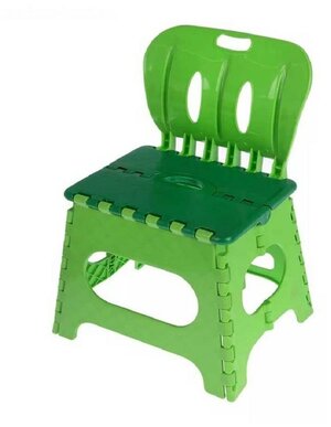 KG100017 Табурет складной пластиковый со спинкой, зеленый/салатовый, Трикап (НФ-00001784)