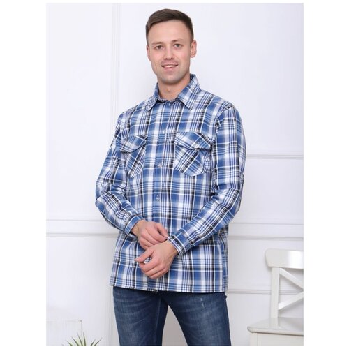 Рубашка ZOYA, размер 54, синий однотонная рубашка с длинным рукавом универсальная вельветовая рубашка с двумя карманами и отложным воротником мужская верхняя одежда