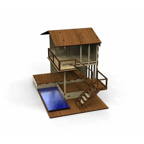 Кукольный деревянный домик с бассейном для кукол ЛОЛ