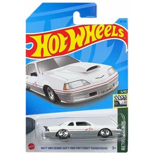 Машинка Hot Wheels коллекционная (оригинал) MATT AND DEBBIE HAY'S 1988 PRO STREET THUNDERBIRD белый HKH05