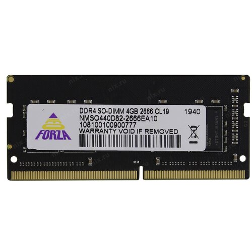 Оперативная память neoforza 4 ГБ DDR4 2666 МГц SODIMM CL19 NMSO440D82-2666EA10 модуль памяти patriot memory sl 8 гб ddr4 2666 мгц dimm cl19 psd48g266681