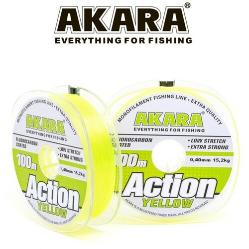 Леска Akara Action Yellow, диаметр 025 мм, тест 61 кг, 100 м, жeлтая