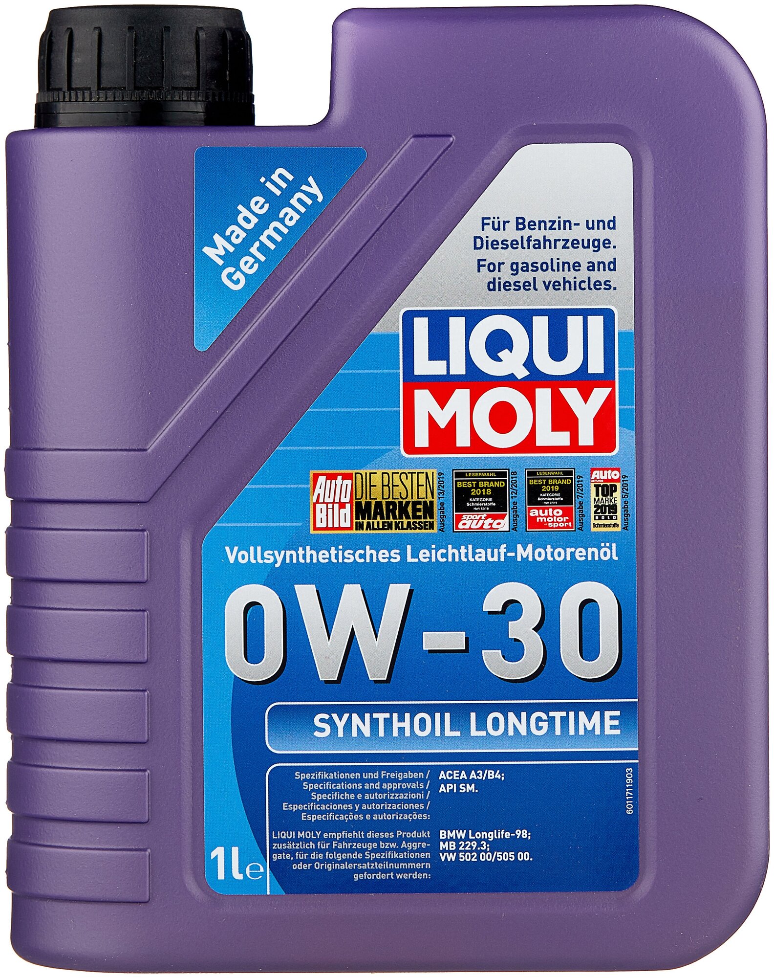 HC-синтетическое моторное масло LIQUI MOLY Synthoil Longtime 0W-30