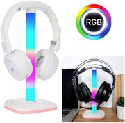 Подставка-держатель для игровых наушников с RGB подсветкой, геймерский держатель игровой гарнитуры, белый