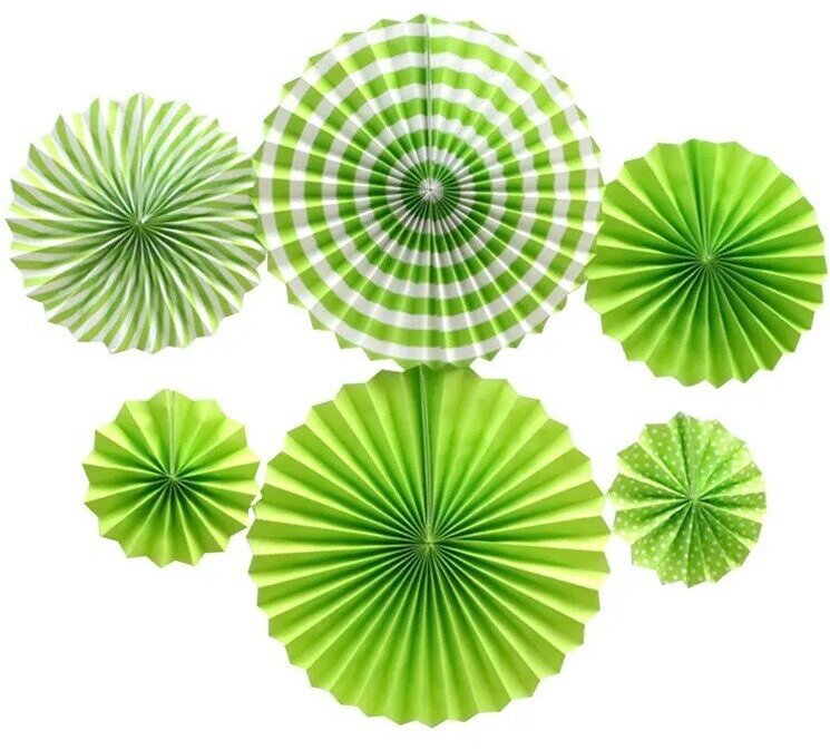 Набор бумажных фантов, зеленый, 6 шт. для украшения праздника