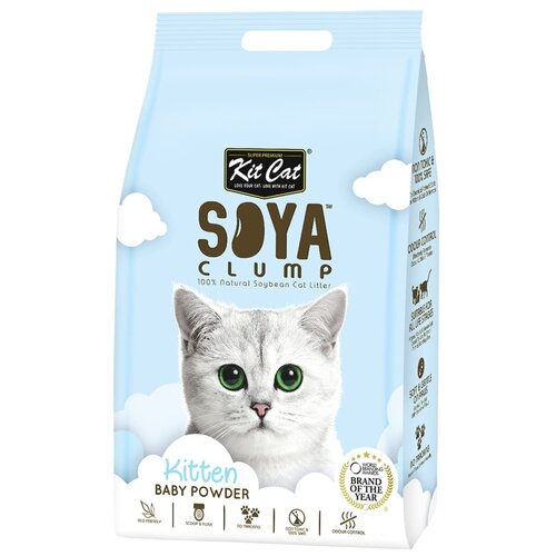 Kit Cat SoyaClump Soybean Litter Baby Powder соевый биоразлагаемый комкующийся наполнитель для котят с ароматом детской присыпки - 14 л и 7 л - 5 кг