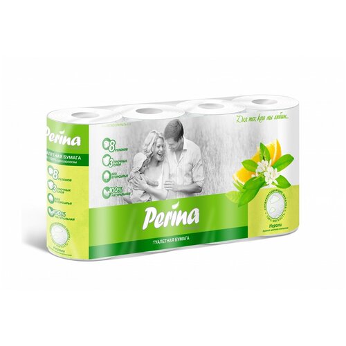 Туалетная бумага Perina Premium Neroli белая трехслойная 8 рул.