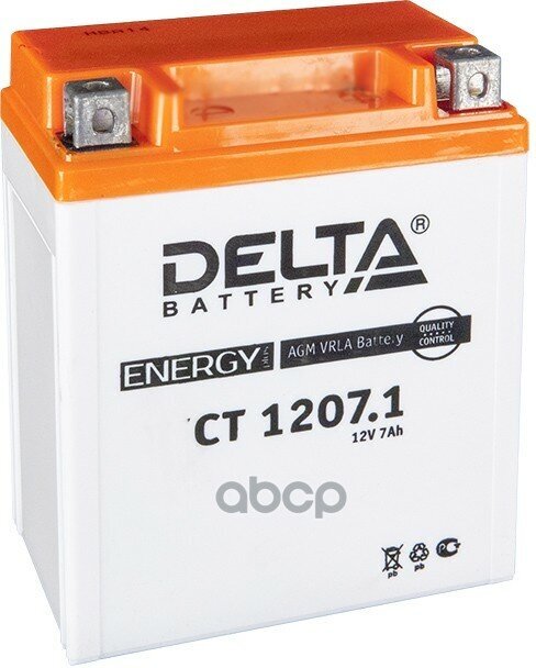 Мото, Скутер 12В 7 А. ч. Delta, 100А, Обр. п, Ст1207.1 (Ytx7lbs)(114X70x132) (Залитый) Agm Аккумулятор DELTA battery арт. CT1207.1