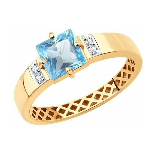 фото Золотое кольцо sokolov 716144 с топазом и фианитом diamant-online