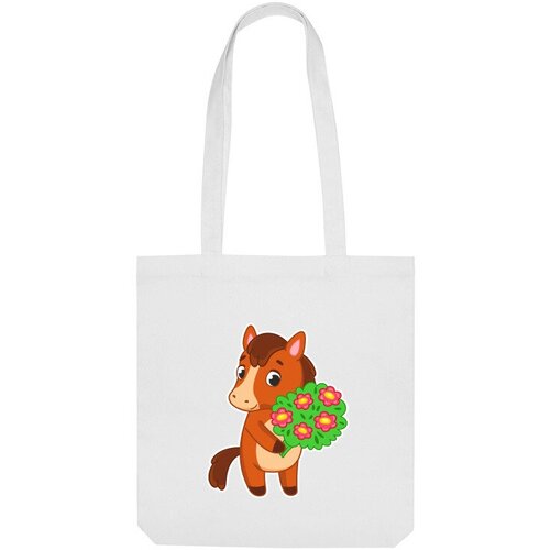 фото Сумка «мультяшная лошадка с букетом» (белый) us basic