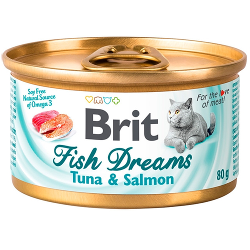 Brit Care Fish Dreams консервы для кошек с тунцом и лососем 80г