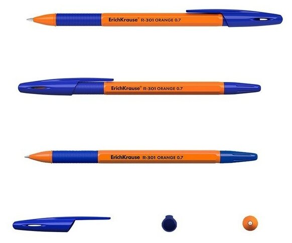 Набор ручек шариковых 8 шт. ErichKrause R-301 Orange Stick&Grip, узел 0.7 мм, чернила синие 9521483