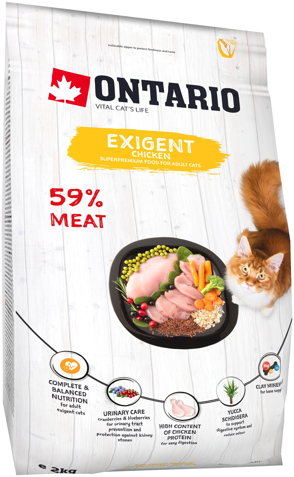 Корм сухой ONTARIO Cat Exigent для особо требовательных кошек с курицей 2 кг