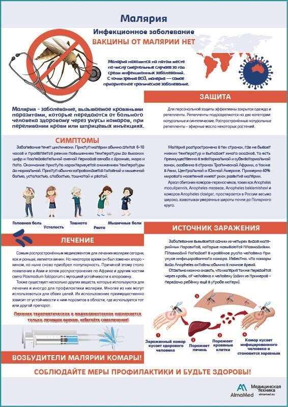 Малярия медицинский плакат глянцевая фотобумага от 200 г/кв. м, размер A1+