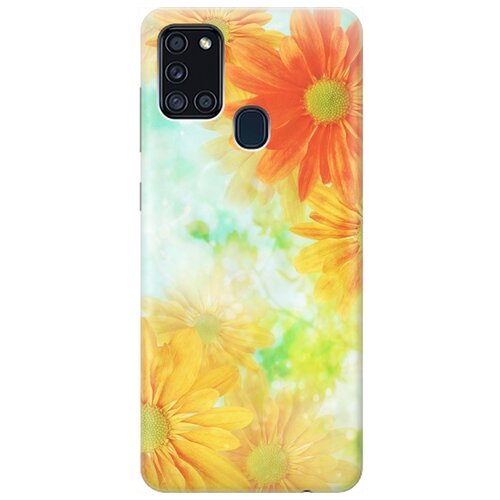 фото Ультратонкий силиконовый чехол-накладка для samsung galaxy a21s с принтом "оранжевые цветы" gosso