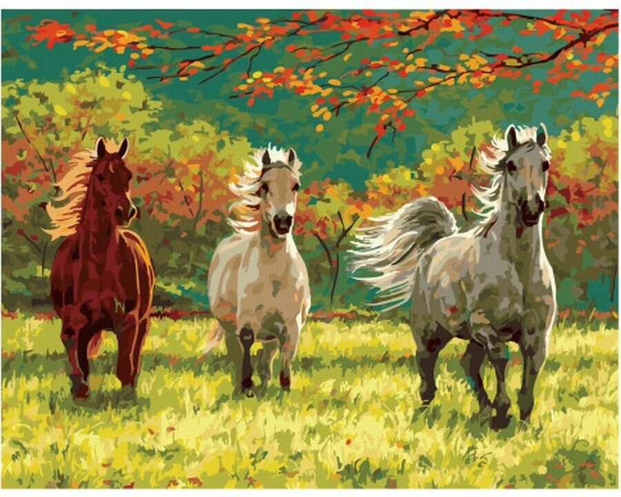 Картина по номерам Три коня 40х50 см Hobby Home