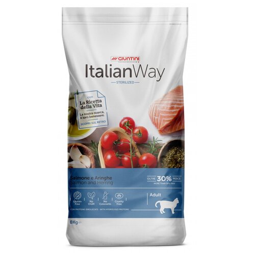 Italian Way Безглютеновый корм для стерилизованных кошек с лососем и сельдью (Sterilized Salmon/Herrings) GITWA07060 (1,5 кг)