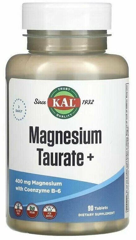 KAL, Магний, Таурат магний, Taurate Magnesium, 90 таблеток