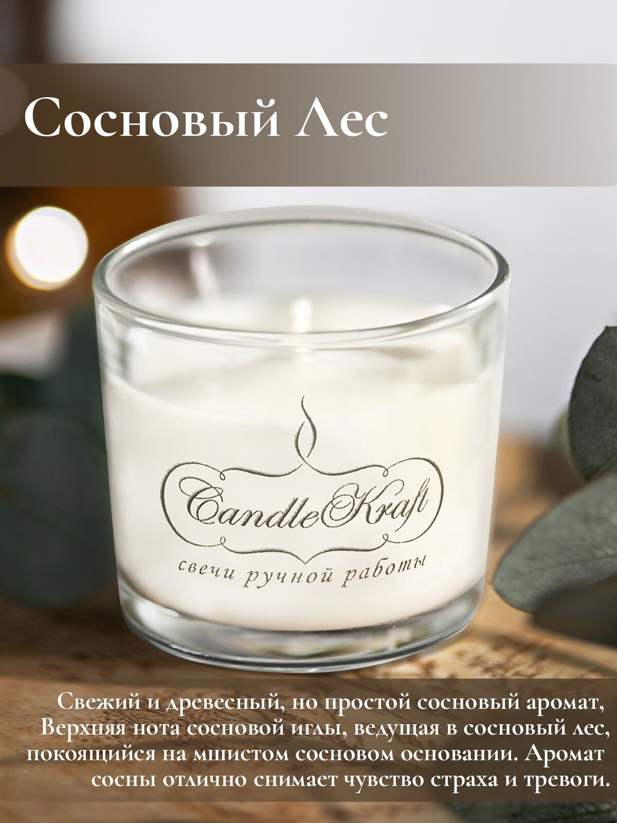 Свеча интерьерная ароматическая в стеклянном стакане CandleKraft Pine Grove Aroma Mini 