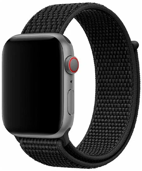 Нейлоновый ремешок для умных смарт часов Apple Watch 1-7 SE, 38-41 mm / Черный тканевый браслет на Эпл Вотч 1, 2, 3, 4, 5, 6, 7 СЕ 38, 40, 41 мм