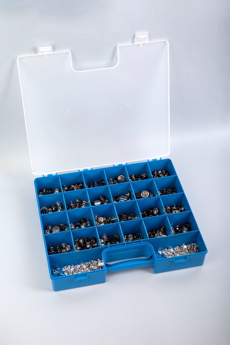 Коробка для швейных принадлежностей "Gamma" OM-008 пластик 35.5х31х6 см синий - фотография № 3