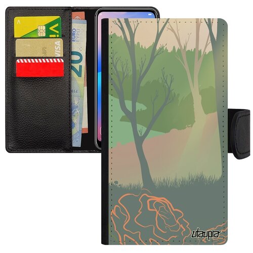 фото Чехол-книжка на мобильный iphone 8 plus, "лесные розы" озеро свет utaupia